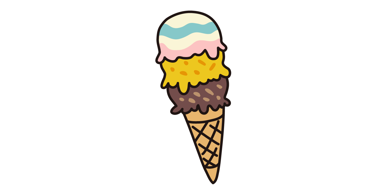 アイスクリーム 三段 無料で使える フリーイラストwebサイト かくすた